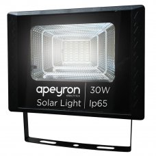 Прожектор светодиодный уличный Apeyron на солнечной батарее 30 Вт 4200К IP65 с датчиком освещённости, с пультом