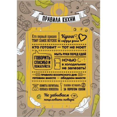 Постер на ПВХ «Правила кухни» 25х35 см, SM-82486184