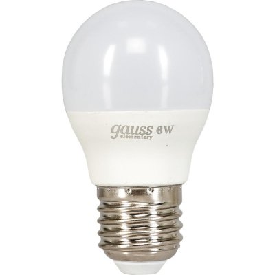 Лампа светодиодная Gauss E27 6 Вт шар матовый 470 лм, холодный белый свет, SM-82551959