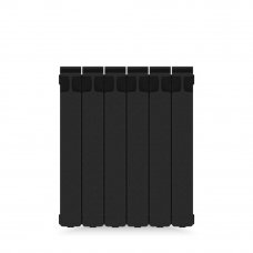 Радиатор Rifar Monolit 500, 6 секций, боковое подключение, цвет чёрный, биметалл