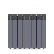 Радиатор Rifar Monolit 500, 8 секций, боковое подключение, цвет серый, биметалл