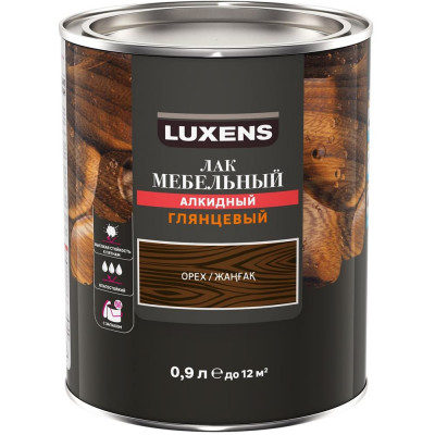 Лак для мебели Luxens алкидный цвет орех глянцевый 0.9 л, SM-82575526