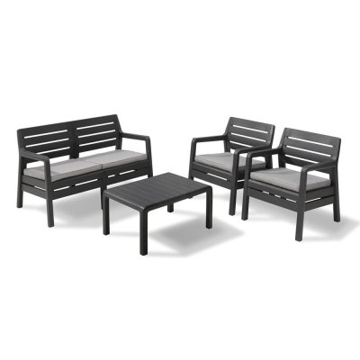 Набор садовой мебели Keter Delano пластик графит: стол, диван и 2 кресла, SM-82576239