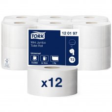 Туалетная бумага в мини-рулонах Tork T2 200 м, 12 рулонов