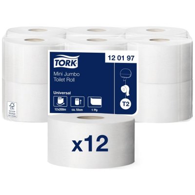 Туалетная бумага в мини-рулонах Tork T2 200 м, 12 рулонов, SM-82634251