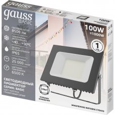 Прожектор светодиодный уличный Gauss Basic 100 Вт 6500К IP65 холодный белый свет