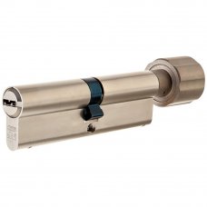 Цилиндр Abus D12 NIS, 45х45 мм, ключ/вертушка, цвет никель