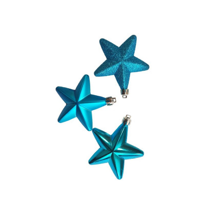 Ёлочное украшение «Звёзды» 3 шт 8х8х8 см цвет бирюзовый, SM-82801768