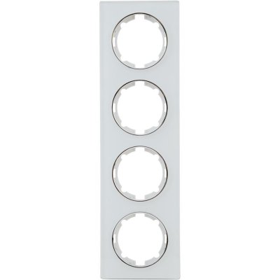Рамка для розеток и выключателей Onekey Florence 4 поста, стекло, цвет белый, SM-82838524