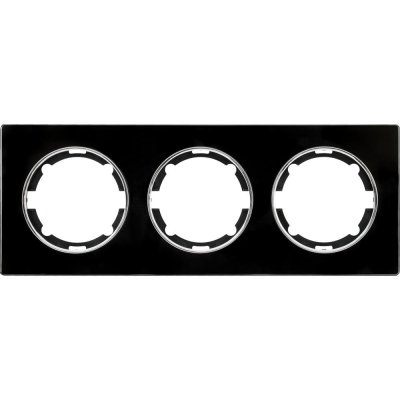 Рамка для розеток и выключателей Onekey Florence 3 поста, стекло, цвет черный, SM-82838539