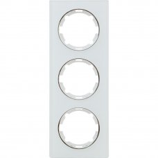 Рамка для розеток и выключателей Onekey Florence 3 поста вертикальная, стекло, цвет белый