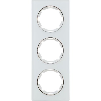 Рамка для розеток и выключателей Onekey Florence 3 поста вертикальная, стекло, цвет белый, SM-82838542