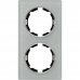 Рамка для розеток и выключателей Onekey Florence 2 поста вертикальная, стекло, цвет серый, SM-82838545