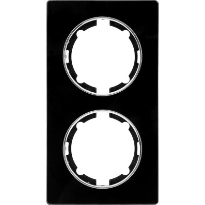 Рамка для розеток и выключателей Onekey Florence 2 поста вертикальная, стекло, цвет черный, SM-82838547