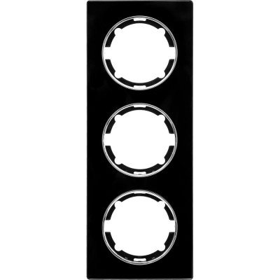 Рамка для розеток и выключателей Onekey Florence 3 поста вертикальная, стекло, цвет черный, SM-82838548