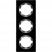 Рамка для розеток и выключателей Onekey Florence 3 поста вертикальная, стекло, цвет черный, SM-82838548