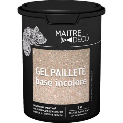 Лак-основа Maitre Deco «Gel Paillete Base Incolore» бесцветный 1 кг, SM-82891153