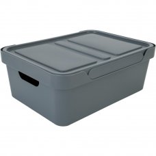 Ящик с крышкой Luxe, 380х276х140 мм, 12 л, полипропилен, цвет серый