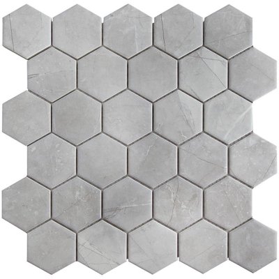 Мозаика керамическая StarMosaic Homework Hexagon Marblegrey Мат 27.1x28.2 см цвет серый, SM-82909305