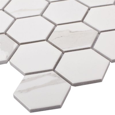 Мозаика керамическая StarMosaic Homework Hexagon Carrara Matt 27.1x28.2 см цвет серый, SM-82909307