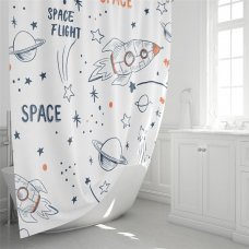 Штора для ванны Fixsen Space без колец 180x200 см полиэстер цвет белый