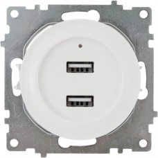 Розетка USB двойная встраиваемая Onekeyelectro, с подсветкой, цвет белый