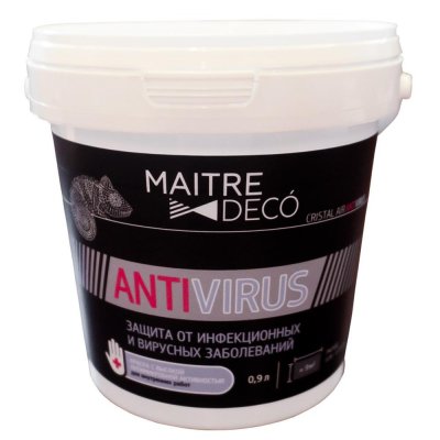 Краска для стен и потолков Maitre Deco «Cristal Air Antivirus» 0.9 л цвет матовый белый, SM-83795324