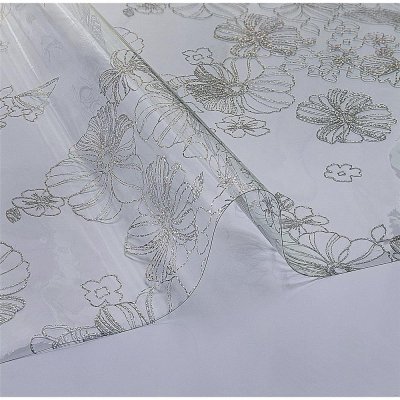 Скатерть «Жидкое стекло Цветы», прямоугольная, 80x120 см, цвет серый, SM-84573263