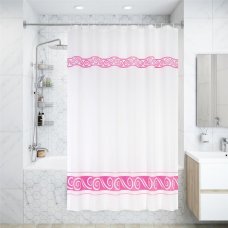Штора для ванны Bacchetta Ricciolo Rosa с кольцами 180x200 см полиэстер , цвет мультиколор