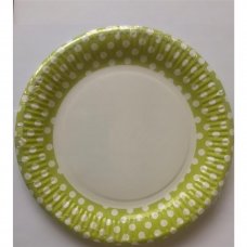 Тарелка одноразовая ø23 см картон, цвет бело-зелёный, 10 шт.