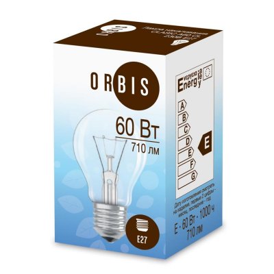 Лампа накаливания Orbis Е27 230 В 60 Вт груша прозрачная 710 лм, SM-84856960