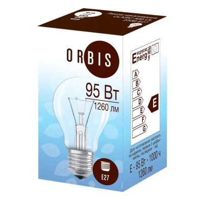 Лампа накаливания Orbis Е27 230 В 95 Вт груша прозрачная 1260 лм, SM-84856961