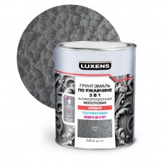 Эмаль по ржавчине 3 в 1 Luxens молотковая цвет серый 0.9 кг