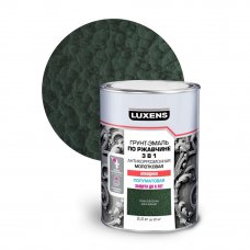 Эмаль по ржавчине 3 в 1 Luxens молотковая цвет темно-зеленый 2.4 кг