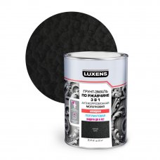 Эмаль по ржавчине 3 в 1 Luxens молотковая цвет черный 2.4 кг
