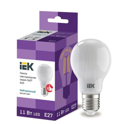 Лампа светодиодная IEK E27 175-250 В 11 Вт груша матовая 1265 лм нейтральный белый свет, SM-87404699