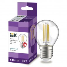 Лампа светодиодная IEK E27 175-250 В 5 Вт шар прозрачная 600 лм нейтральный белый свет