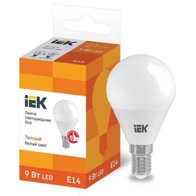 Лампа светодиодная IEK E14 175-250 В 9 Вт шар матовая 810 лм теплый белый свет, SM-87415492