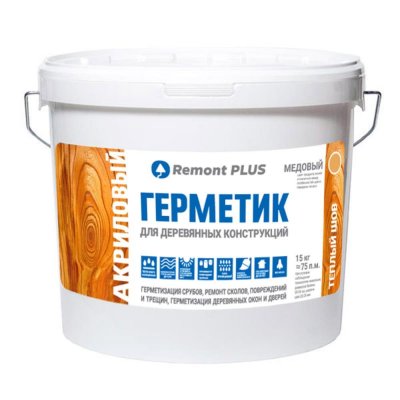 Шовный герметик для деревянных конструкций Remontplus медовый 10 л, SM-88299946