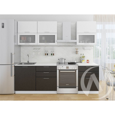 Кухня "Валерия-М" Белый металлик/Черный металлик, NK11977