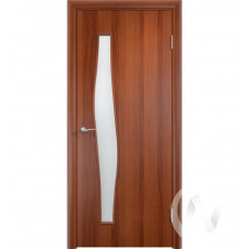 Дверь ламинированная Тип "Волна", 60, ост, итальянский орех, стекло матовое
