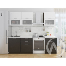 Кухня "Валерия-М" Белый металлик/Черный металлик