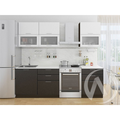 Кухня "Валерия-М" Белый металлик/Черный металлик, NK8317
