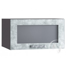 Кухня "Лофт" Шкаф верхний горизонтальный со стеклом 610, ШВГС 610 Бетон серый/корпус венге)