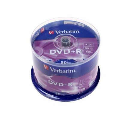 DVD-диск Verbatim DVD+R, 4.7 ГБ, Cake Box, 16x, 50 шт, BT-0008532