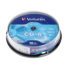 CD-диск Verbatim CD-R, 0.7 ГБ, Cake Box, 52x, 10 шт