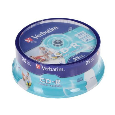 CD-диск Verbatim CD-R, 0.7 ГБ, Cake Box, 52x, 25 шт, BT-0008617
