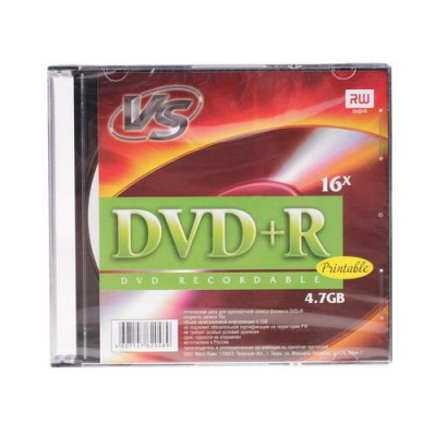 DVD-диск VS DVD+R, 4.7 ГБ, Slim Case, 16x, 1 шт, BT-0128004