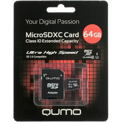 Карта памяти QUMO microSDXC 64 ГБ [QM64GMICSDXC10U1], BT-0175865