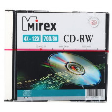 CD-диск Mirex CD-RW, 0.7 ГБ, Slim Case, 12x, 1 шт